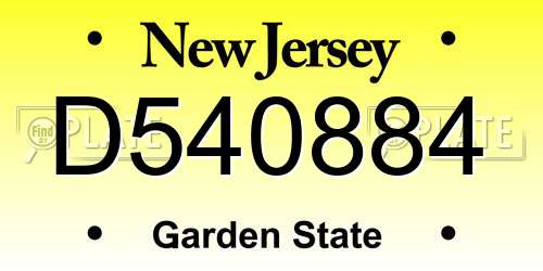 D540884 New Jersey License Plate