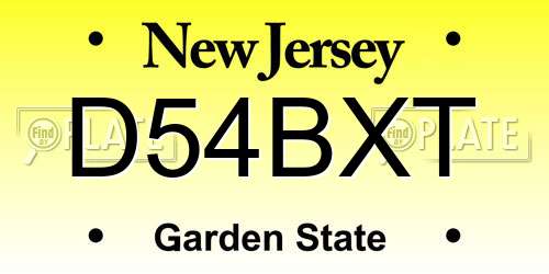 D54BXT New Jersey License Plate