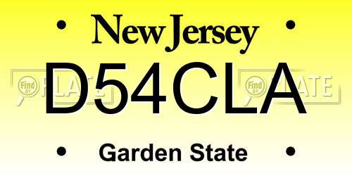 D54CLA New Jersey License Plate