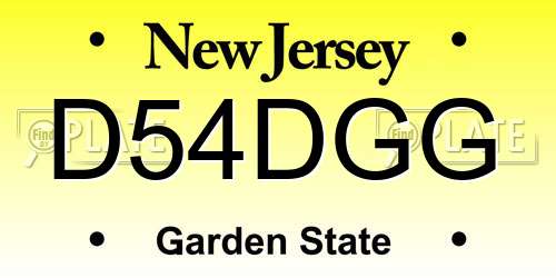 D54DGG New Jersey License Plate
