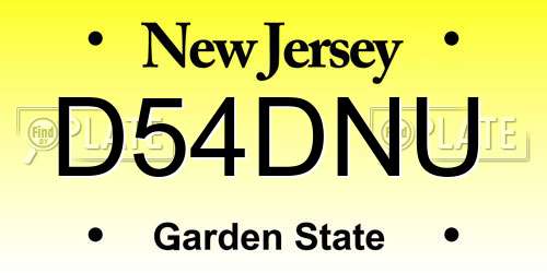 D54DNU New Jersey License Plate