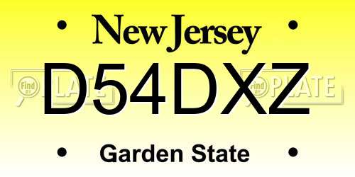 D54DXZ New Jersey License Plate