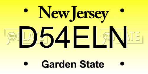 D54ELN New Jersey License Plate