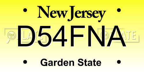 D54FNA New Jersey License Plate