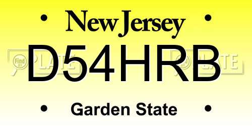 D54HRB New Jersey License Plate