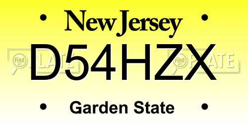 D54HZX New Jersey License Plate