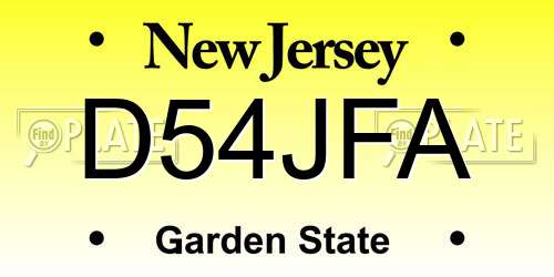 D54JFA New Jersey License Plate