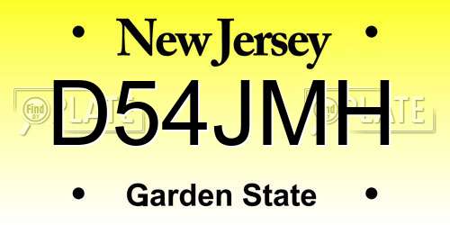 D54JMH New Jersey License Plate