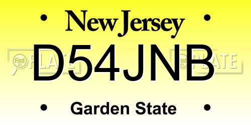 D54JNB New Jersey License Plate