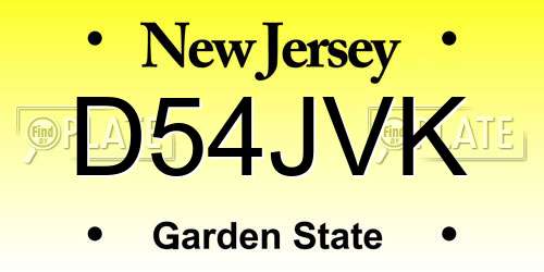 D54JVK New Jersey License Plate