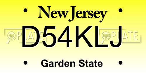 D54KLJ New Jersey License Plate