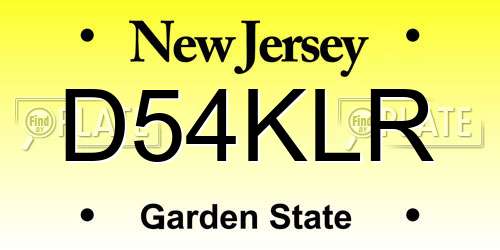 D54KLR New Jersey License Plate