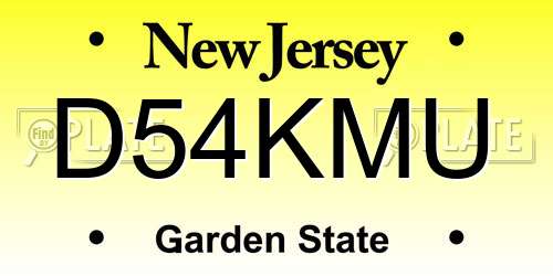 D54KMU New Jersey License Plate