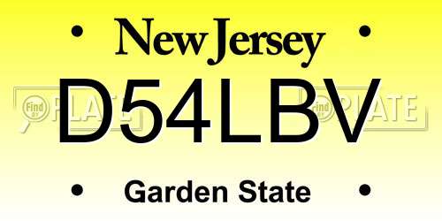 D54LBV New Jersey License Plate