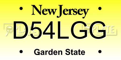 D54LGG New Jersey License Plate