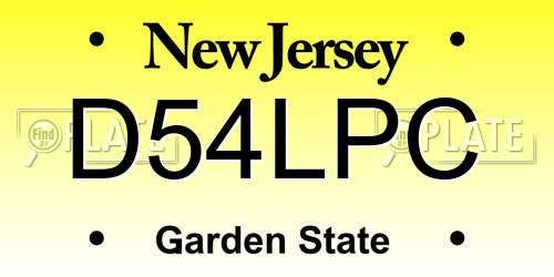 D54LPC New Jersey License Plate