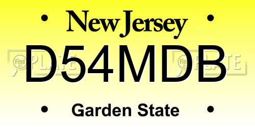 D54MDB New Jersey License Plate