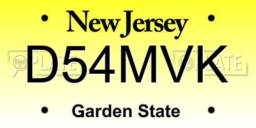 D54MVK New Jersey License Plate