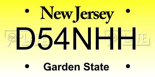 D54NHH New Jersey License Plate