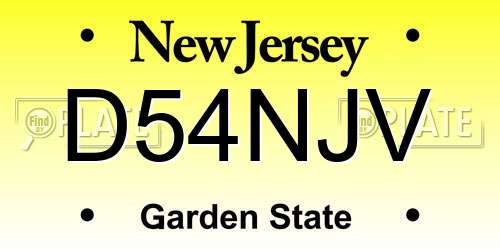 D54NJV New Jersey License Plate