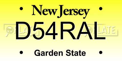 D54RAL New Jersey License Plate
