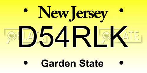 D54RLK New Jersey License Plate