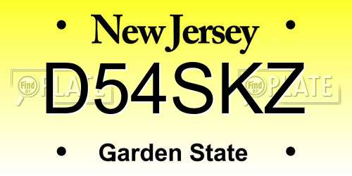 D54SKZ New Jersey License Plate