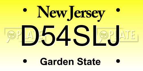 D54SLJ New Jersey License Plate