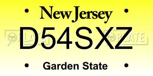 D54SXZ New Jersey License Plate