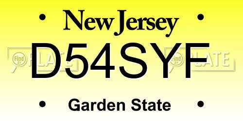 D54SYF New Jersey License Plate