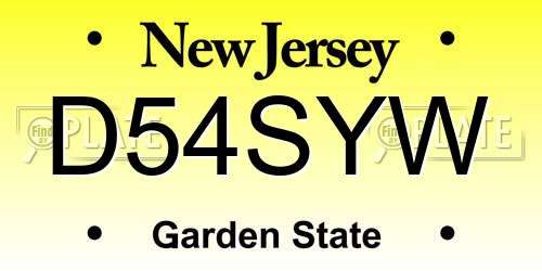 D54SYW New Jersey License Plate