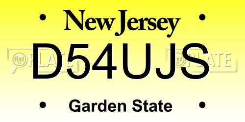 D54UJS New Jersey License Plate