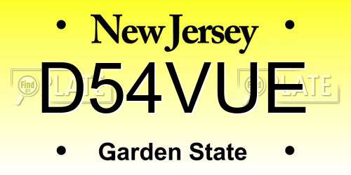 D54VUE New Jersey License Plate