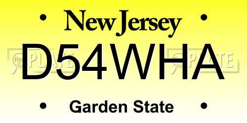 D54WHA New Jersey License Plate