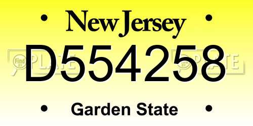 D554258 New Jersey License Plate