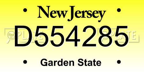 D554285 New Jersey License Plate