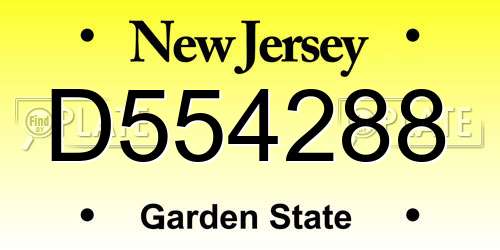 D554288 New Jersey License Plate