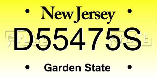 D55475S New Jersey License Plate