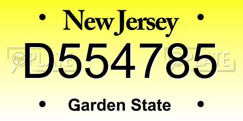 D554785 New Jersey License Plate
