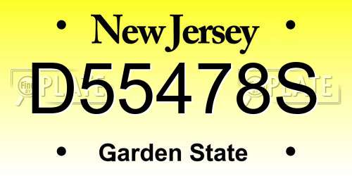 D55478S New Jersey License Plate