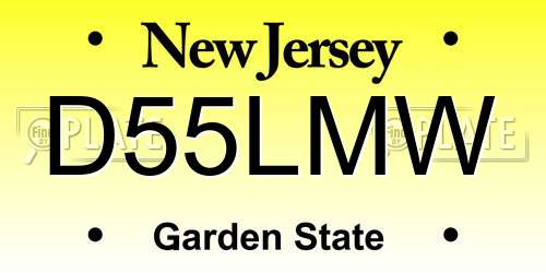 D55LMW New Jersey License Plate