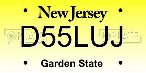 D55LUJ New Jersey License Plate