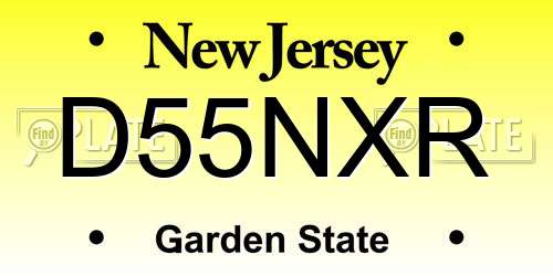 D55NXR New Jersey License Plate