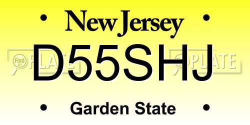 D55SHJ New Jersey License Plate