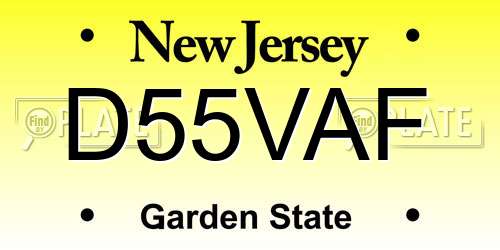 D55VAF New Jersey License Plate
