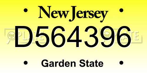 D564396 New Jersey License Plate