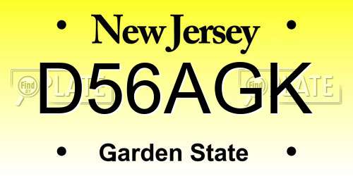 D56AGK New Jersey License Plate