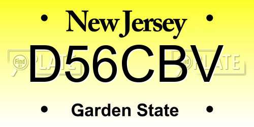 D56CBV New Jersey License Plate