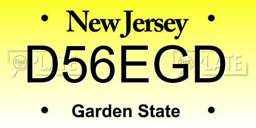 D56EGD New Jersey License Plate