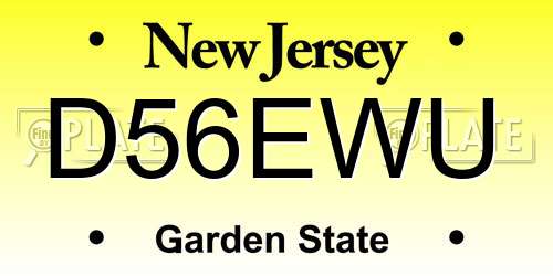 D56EWU New Jersey License Plate
